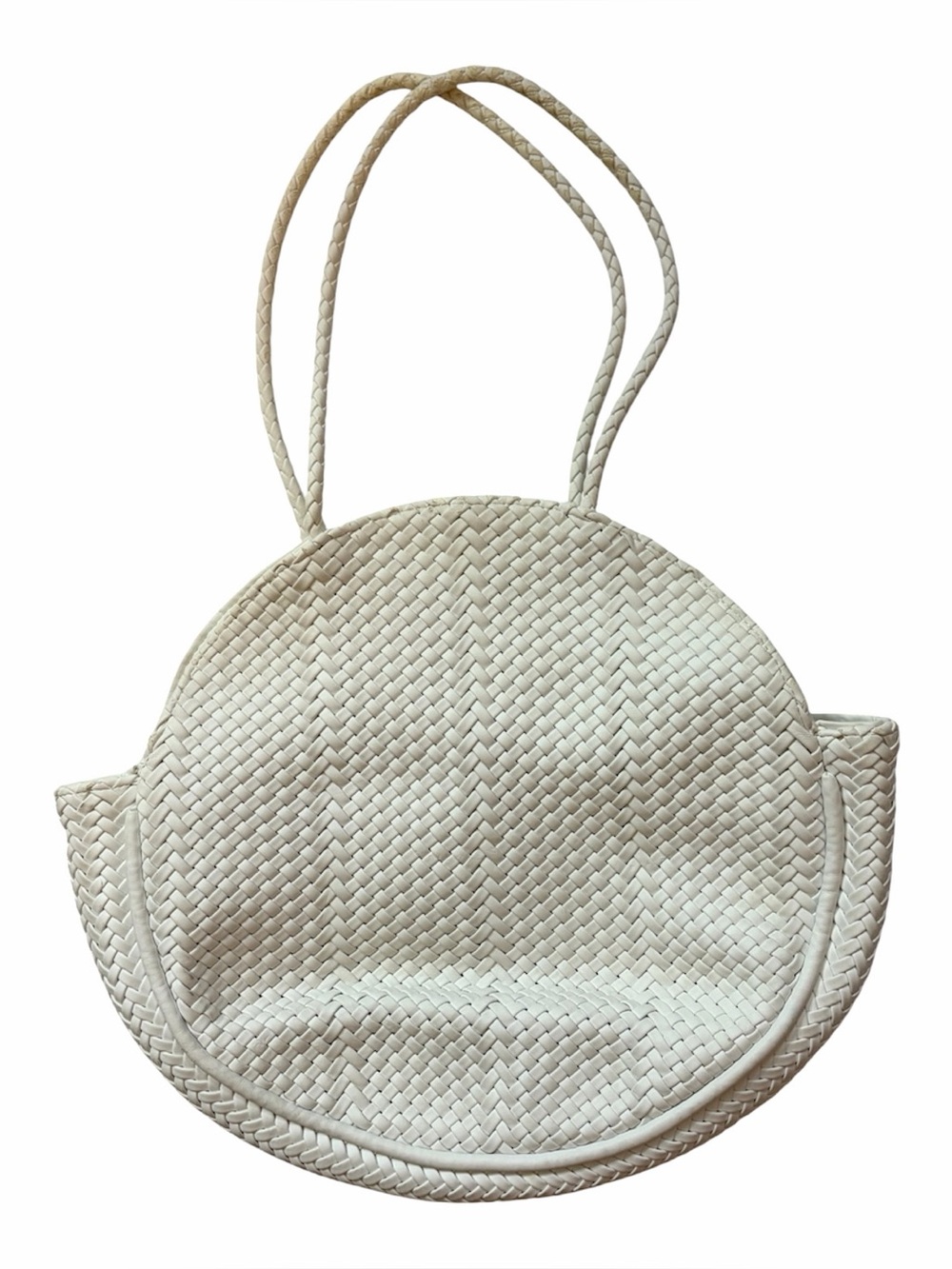 Anthropologie White Alison Woven Circle Tote Bag